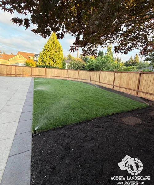 Contemporary Patio, Retaining Wall & Sod Renovation in Snohomish 